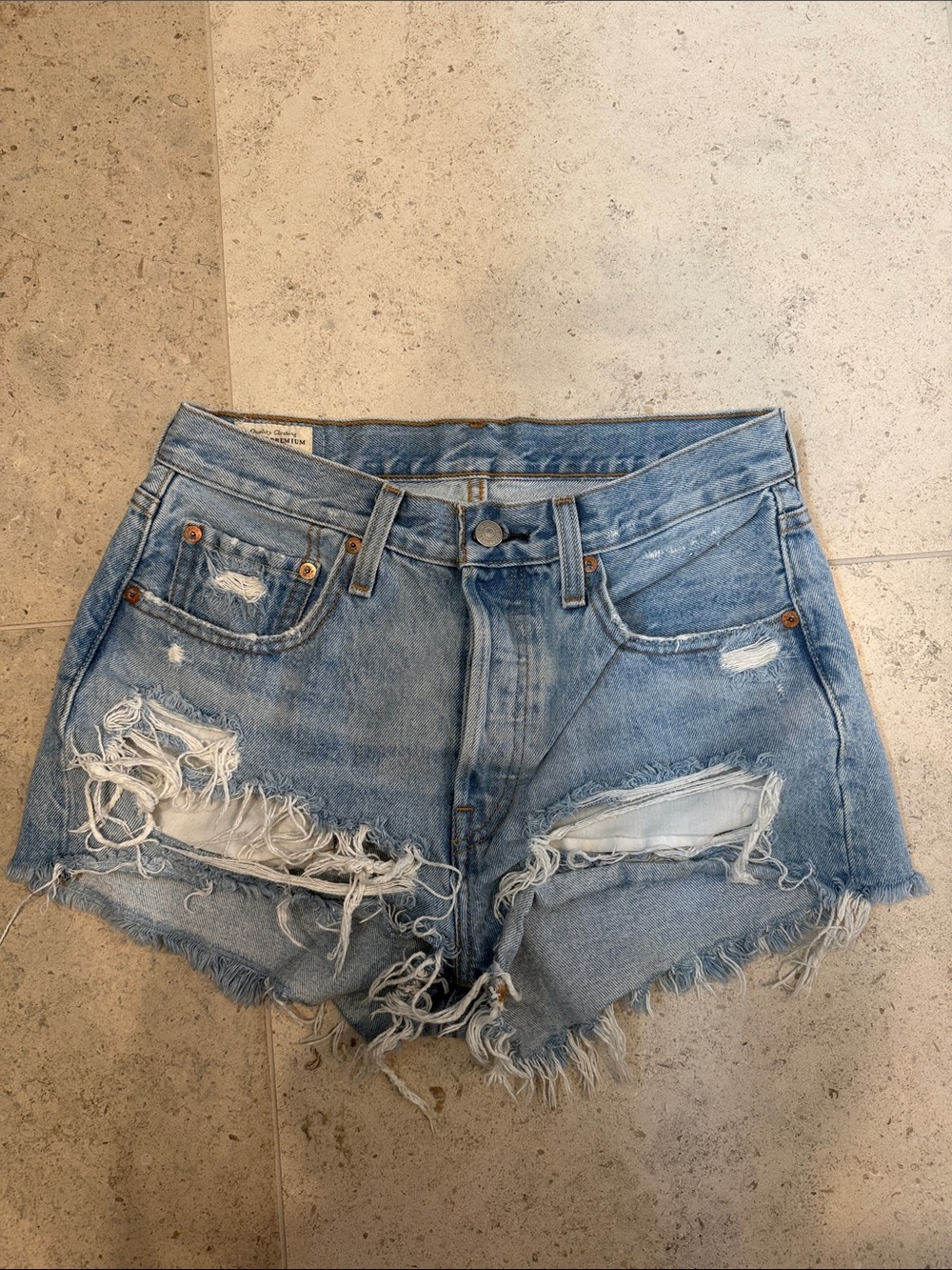 Levi's Light Blue Distressed Denim Cutoff Shorts
